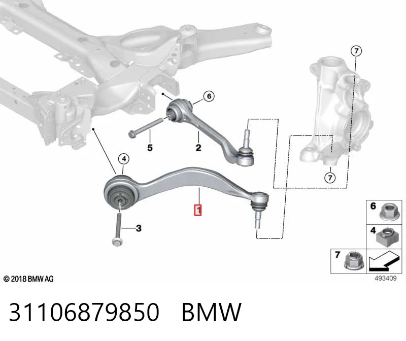 31106879850 BMW Braço oscilante inferior direito de suspensão dianteira