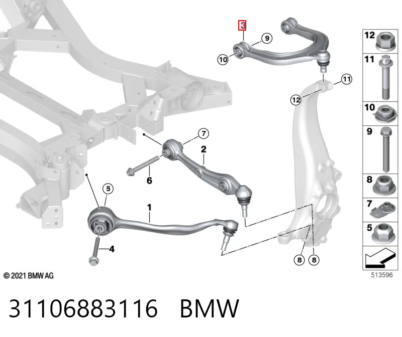 31106883116 BMW Braço oscilante superior direito de suspensão dianteira