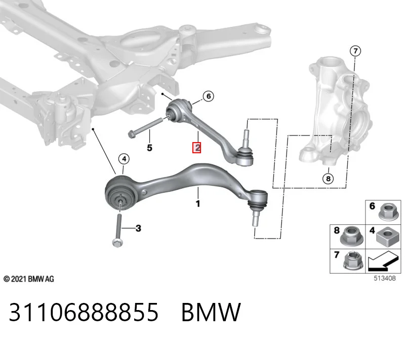 31106888855 BMW Braço oscilante inferior esquerdo de suspensão dianteira
