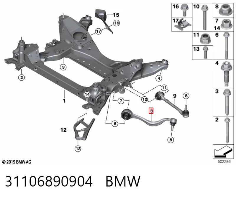 31106890904 BMW Braço oscilante inferior direito de suspensão dianteira