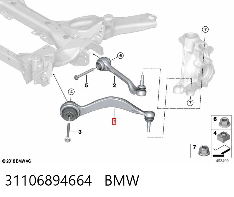 31106894664 BMW Braço oscilante inferior direito de suspensão dianteira