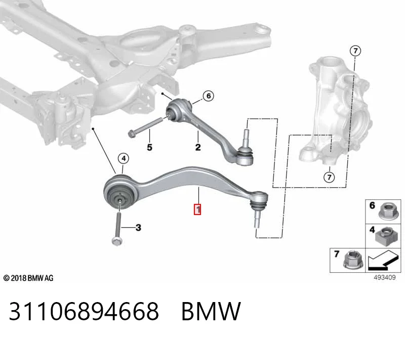 31106894668 BMW Bloco silencioso dianteiro do braço oscilante inferior