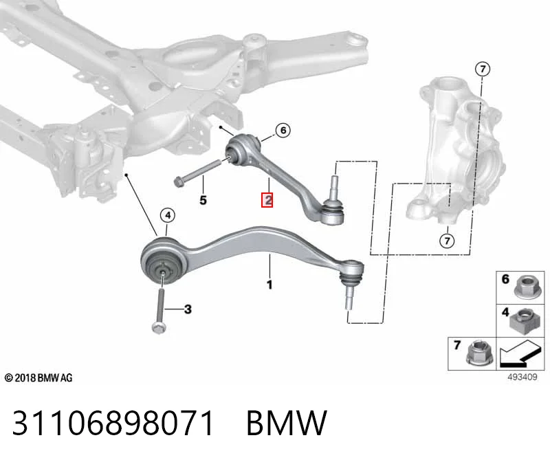 31106898071 BMW Braço oscilante inferior esquerdo de suspensão dianteira
