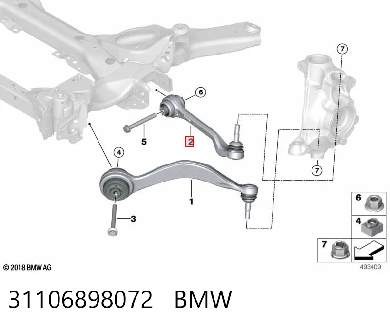 31106898072 BMW Braço oscilante inferior direito de suspensão dianteira