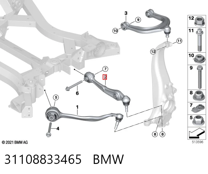 31108833465 BMW Braço oscilante inferior esquerdo de suspensão dianteira