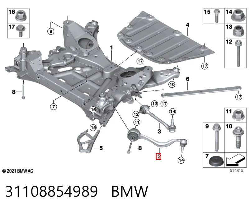 31108854989 BMW Braço oscilante inferior esquerdo de suspensão dianteira