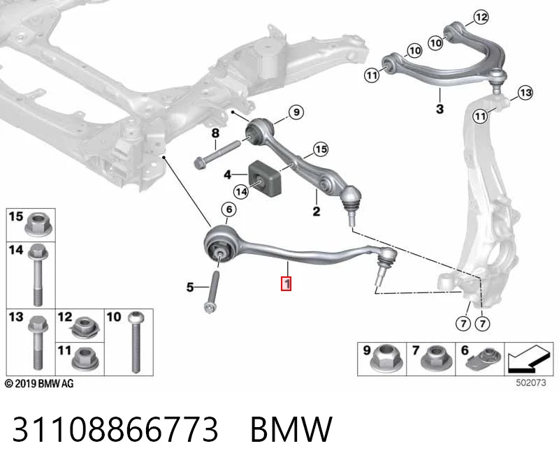31108866773 BMW Braço oscilante inferior esquerdo de suspensão dianteira