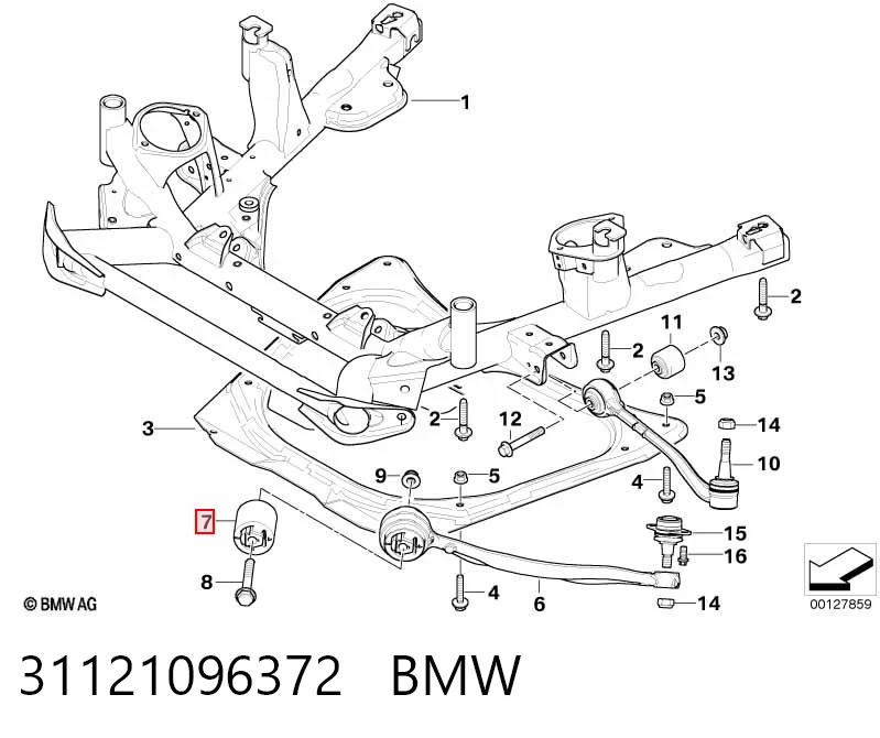 31121096372 BMW Bloco silencioso dianteiro do braço oscilante inferior