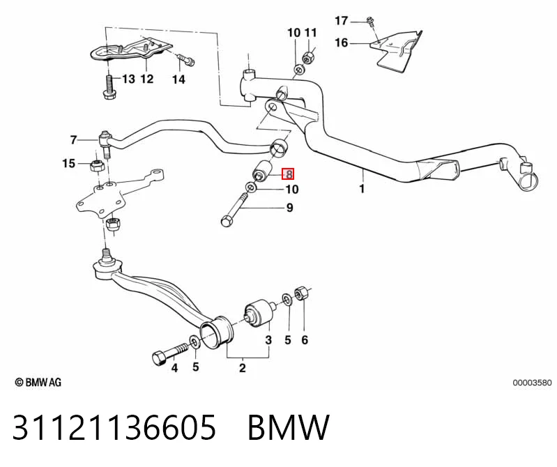 31121136605 BMW Bloco silencioso dianteiro do braço oscilante superior