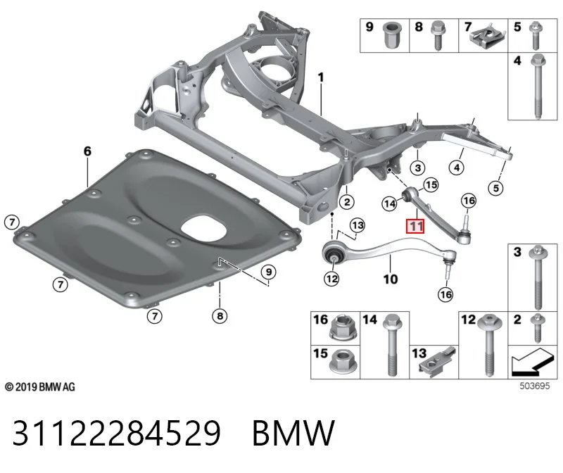 31122284529 BMW Braço oscilante inferior esquerdo de suspensão dianteira