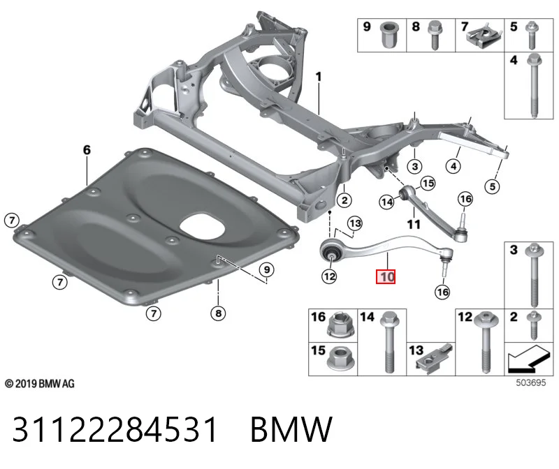 31122284531 BMW Braço oscilante inferior esquerdo de suspensão dianteira