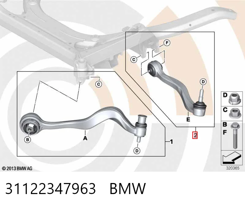 31122347963 BMW Braço oscilante inferior esquerdo de suspensão dianteira
