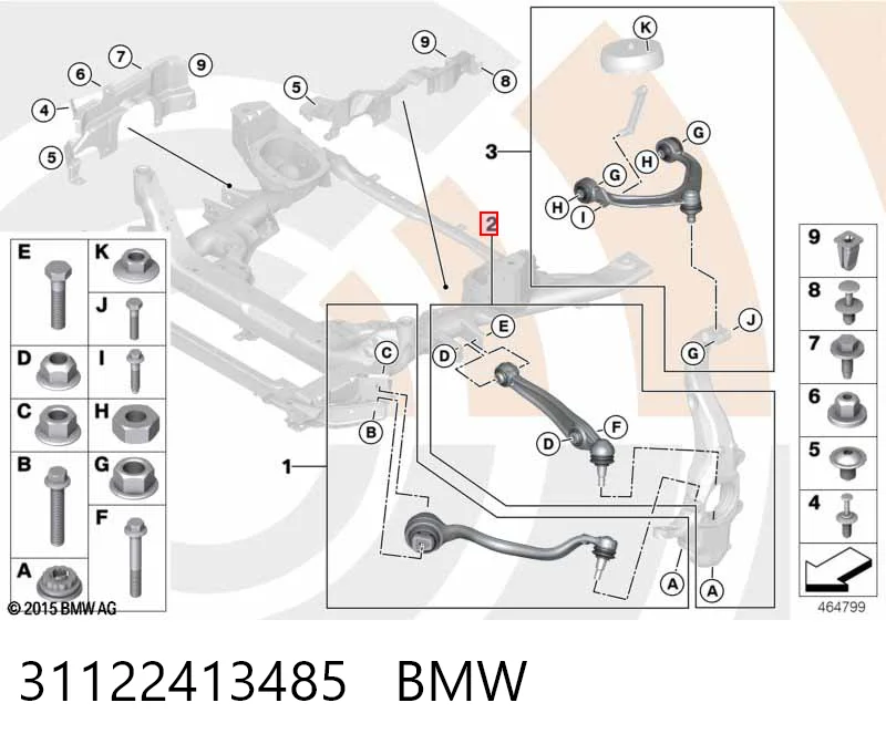 31122413485 BMW Braço oscilante inferior esquerdo de suspensão dianteira
