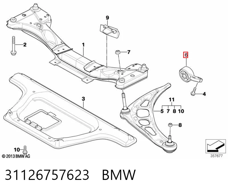 31126757623 BMW Bloco silencioso dianteiro do braço oscilante inferior