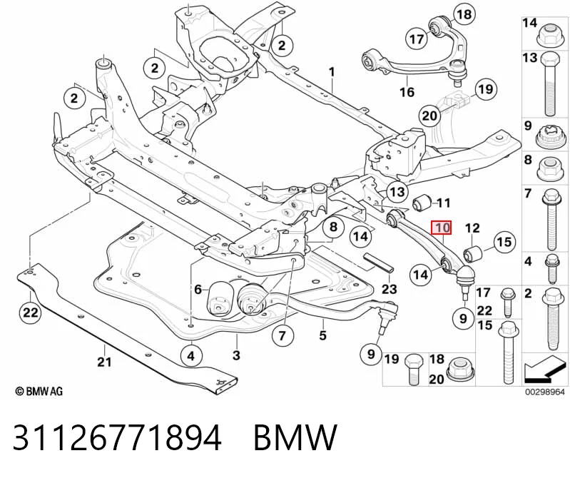 31126771894 BMW Braço oscilante inferior direito de suspensão dianteira