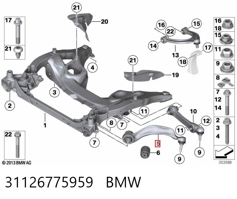 31126775959 BMW Braço oscilante inferior esquerdo de suspensão dianteira