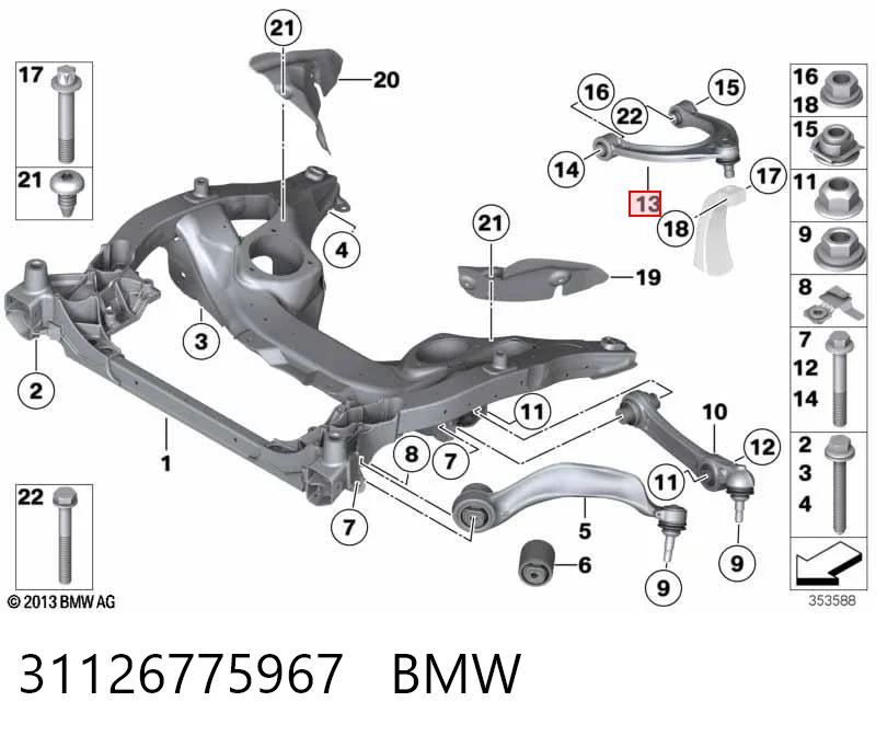 31126775967 BMW Braço oscilante superior esquerdo/direito de suspensão dianteira