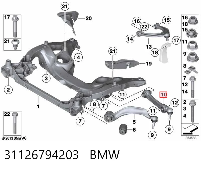 31126794203 BMW Braço oscilante inferior esquerdo de suspensão dianteira