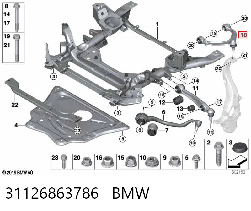 31126863786 BMW Braço oscilante superior direito de suspensão dianteira