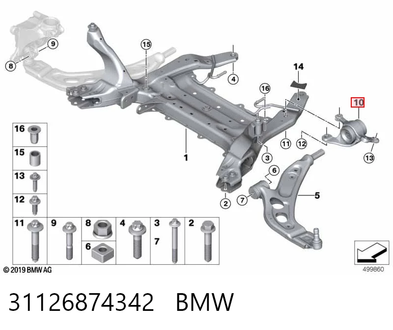 31126874342 BMW Bloco silencioso dianteiro do braço oscilante inferior