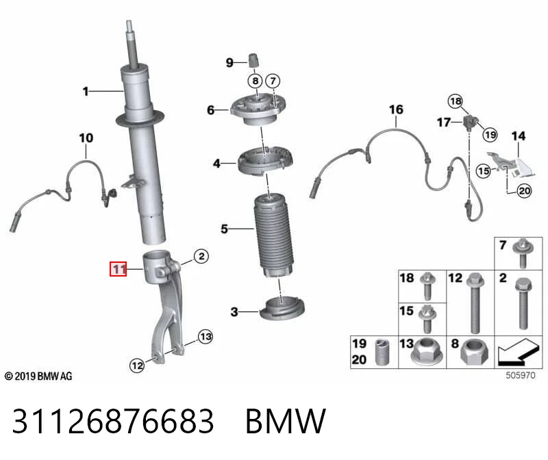 31126876683 BMW Forquilha inferior esquerda de amortecedor dianteiro