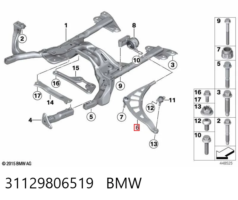 31129806519 BMW Braço oscilante inferior esquerdo de suspensão dianteira