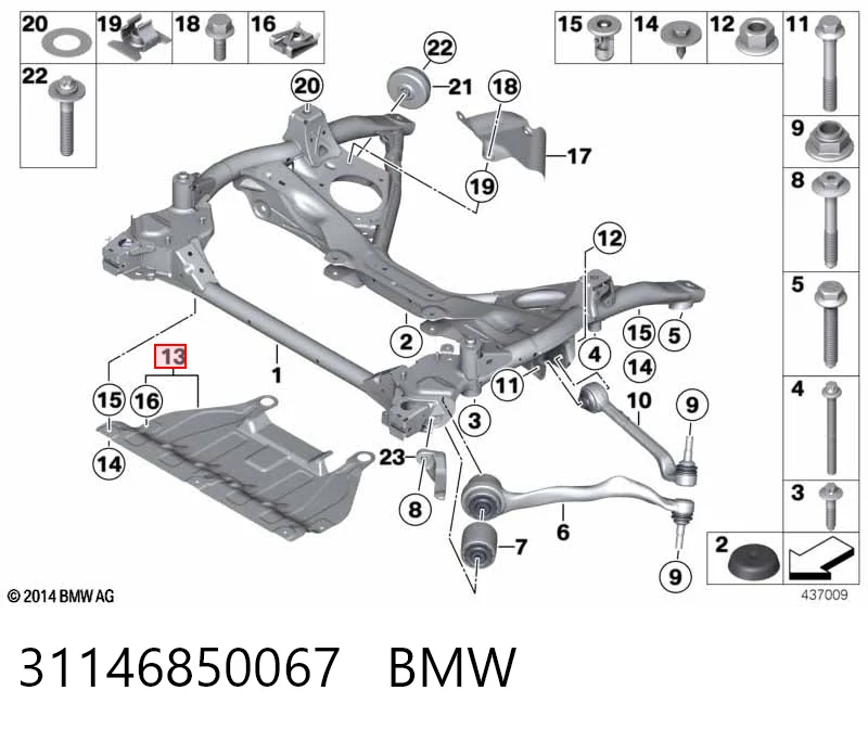 31146850067 BMW Proteção de motor dianteira