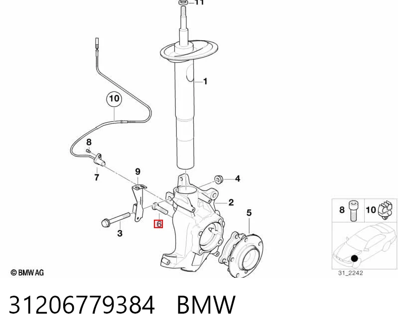 31206779384 BMW Cubo dianteiro