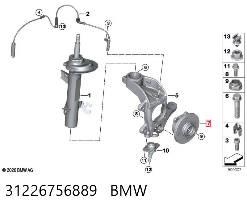 31226756889 BMW Cubo dianteiro