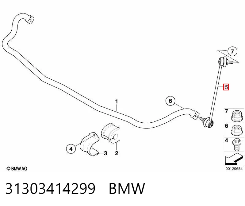 31303414299 BMW Montante esquerdo de estabilizador dianteiro