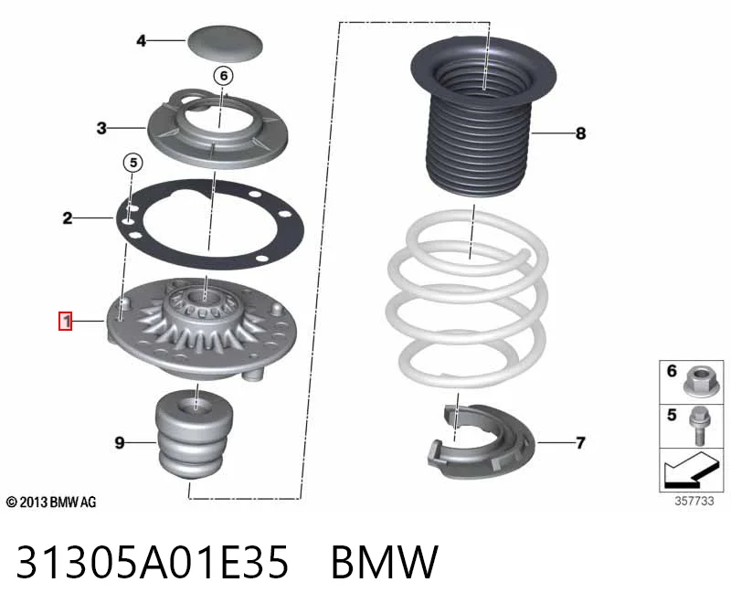 31305A01E35 BMW Suporte de amortecedor dianteiro