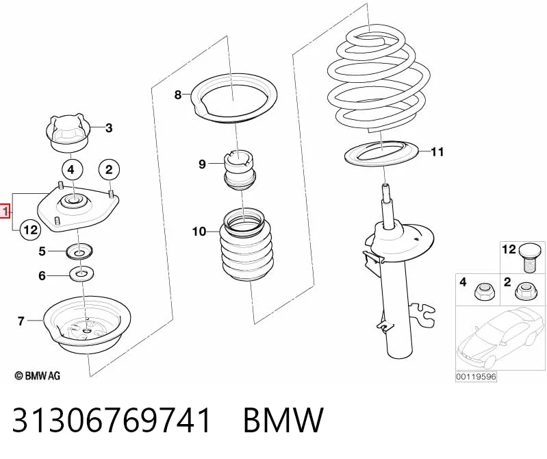 31306769741 BMW Suporte de amortecedor dianteiro