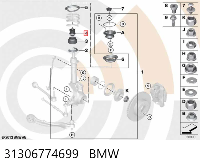 31306774699 BMW Pára-choque (grade de proteção) de amortecedor dianteiro