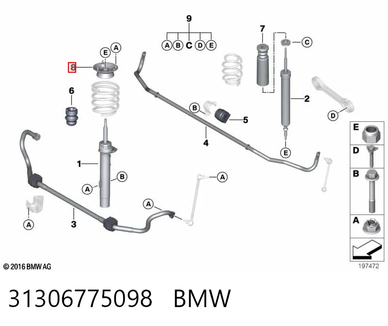 31306775098 BMW Suporte de amortecedor dianteiro