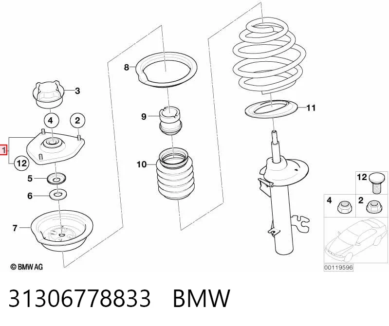 31306778833 BMW Suporte de amortecedor dianteiro