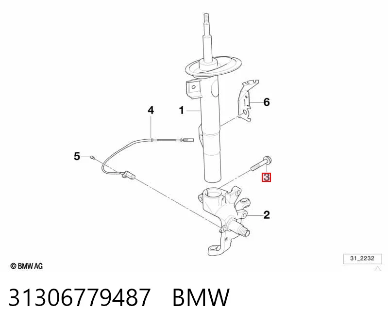 31306779487 BMW Parafuso de fixação de braço oscilante dianteiro, inferior