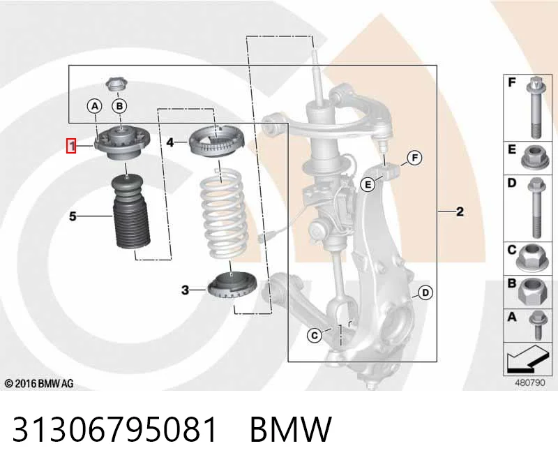 31306795081 BMW Suporte de amortecedor dianteiro