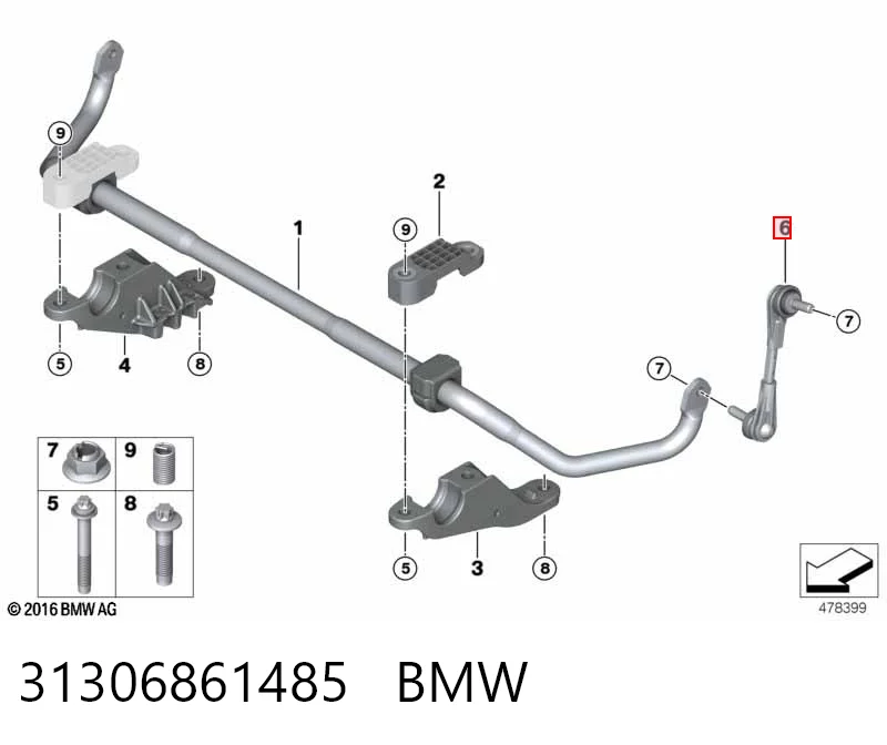 31306861485 BMW Montante de estabilizador dianteiro