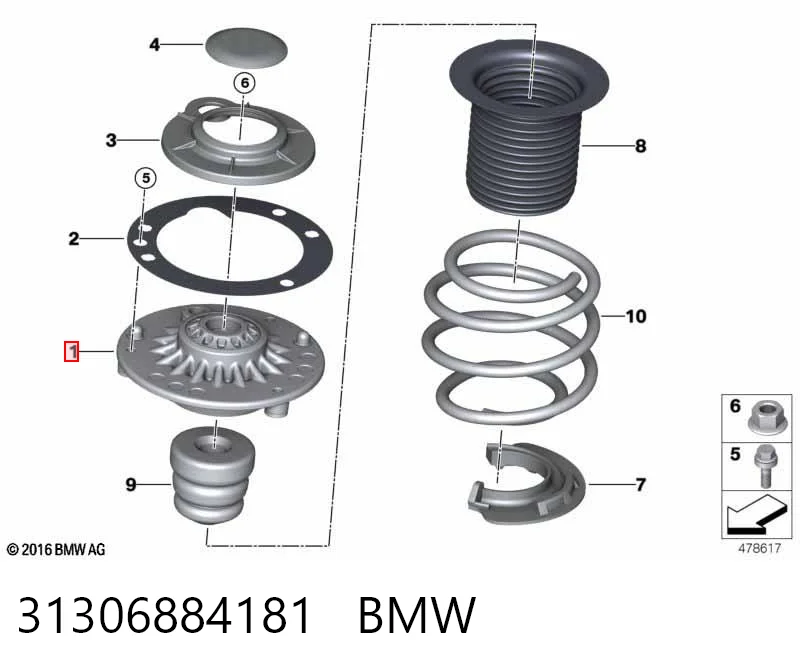 31306884181 BMW Suporte de amortecedor dianteiro
