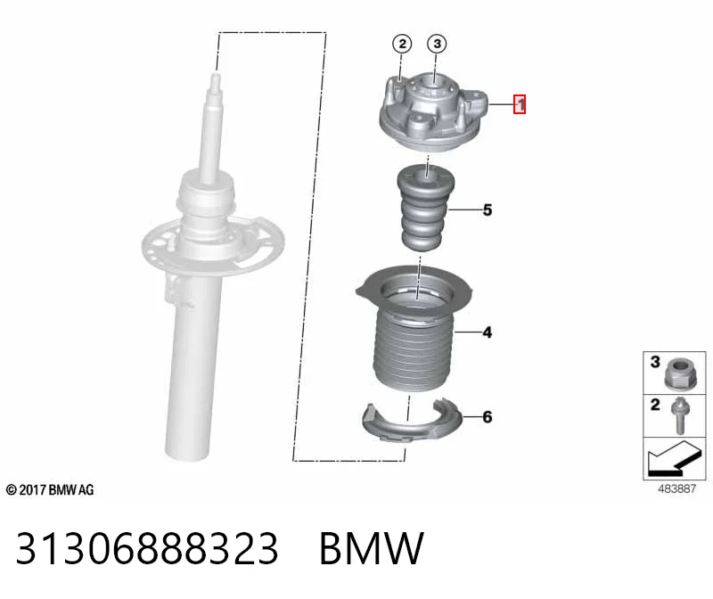31306888323 BMW Suporte de amortecedor dianteiro