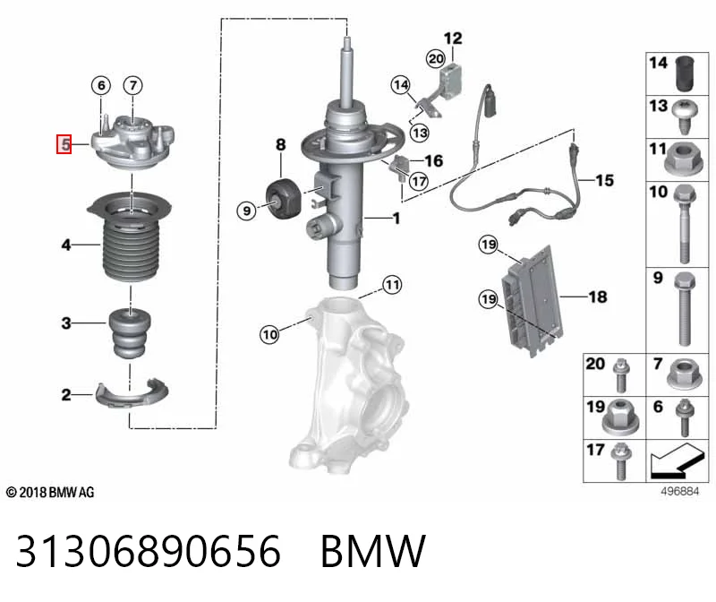 31306890656 BMW Suporte de amortecedor dianteiro
