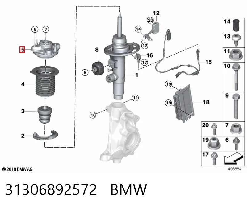 31306892572 BMW Suporte de amortecedor dianteiro