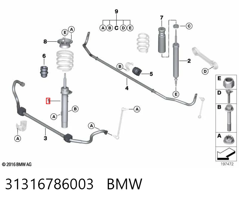 31316786003 BMW Amortecedor dianteiro esquerdo