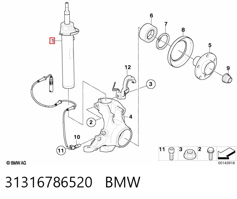 31316786520 BMW Amortecedor dianteiro direito