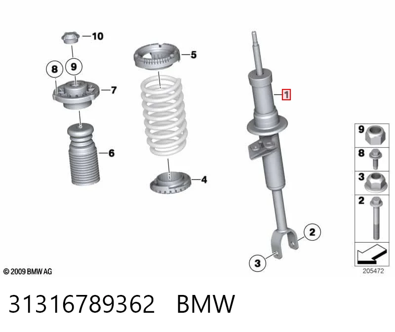 31316789362 BMW Amortecedor dianteiro direito