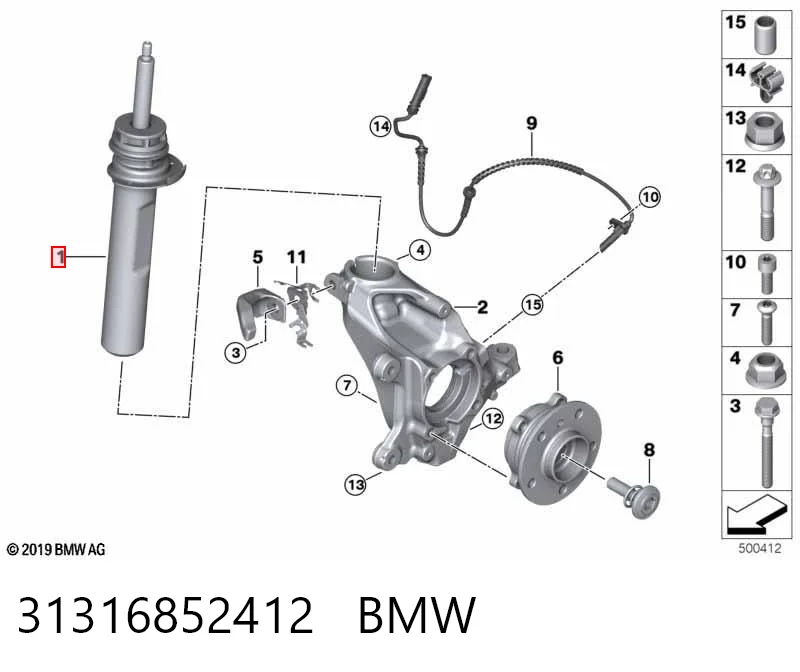 31316852412 BMW Amortecedor dianteiro direito