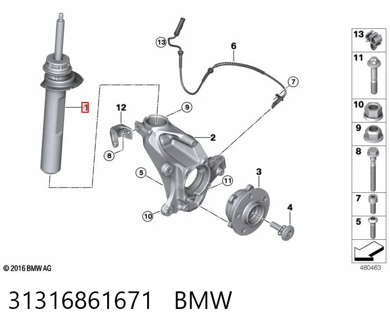 31316861671 BMW Amortecedor dianteiro esquerdo
