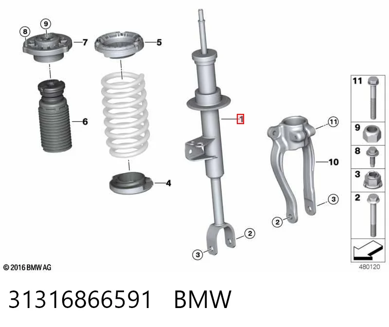 31316866591 BMW Amortecedor dianteiro direito