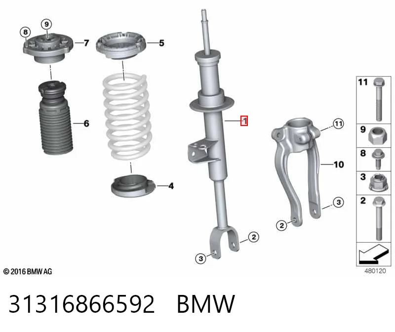 31316866592 BMW Amortecedor dianteiro direito