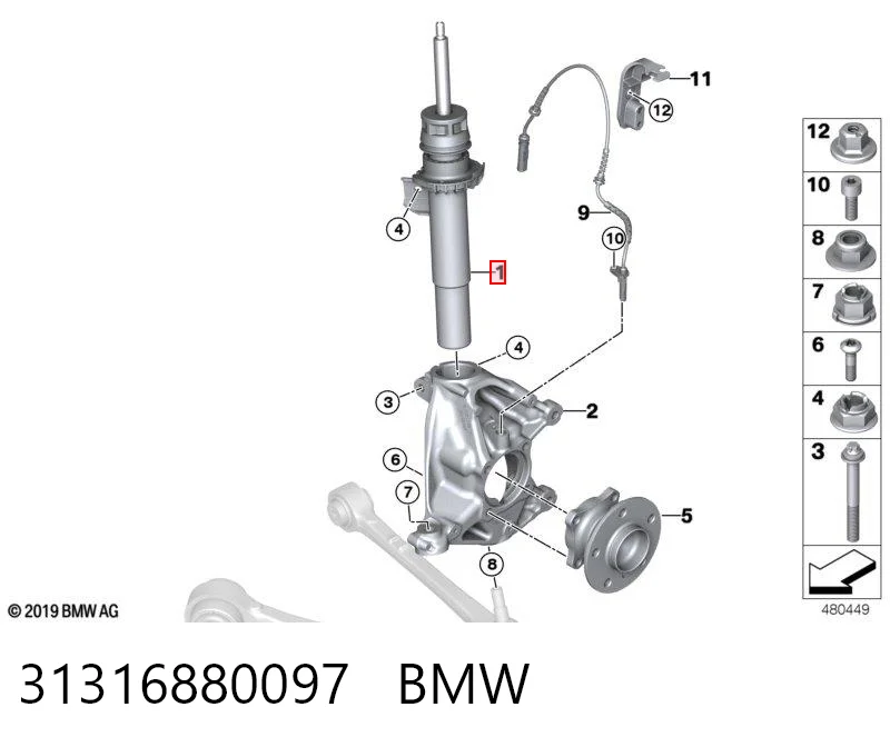 31316880097 BMW Amortecedor dianteiro esquerdo